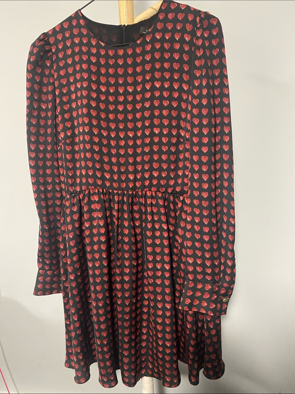 Zara Woman Black Dress with Red Heart Motif
